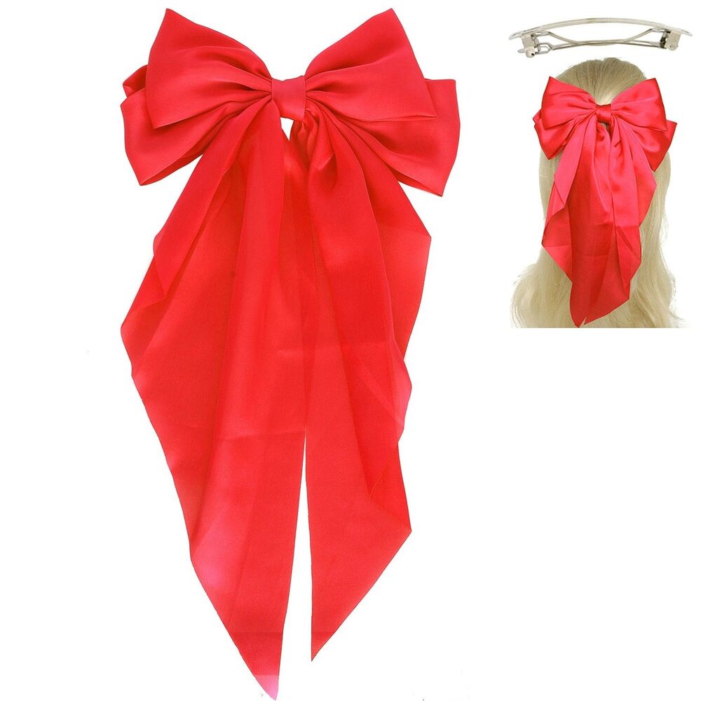 Fashion Fabric Bow Ribbon Barrette Hair Clip - Diona J - Picture 11 of 12
